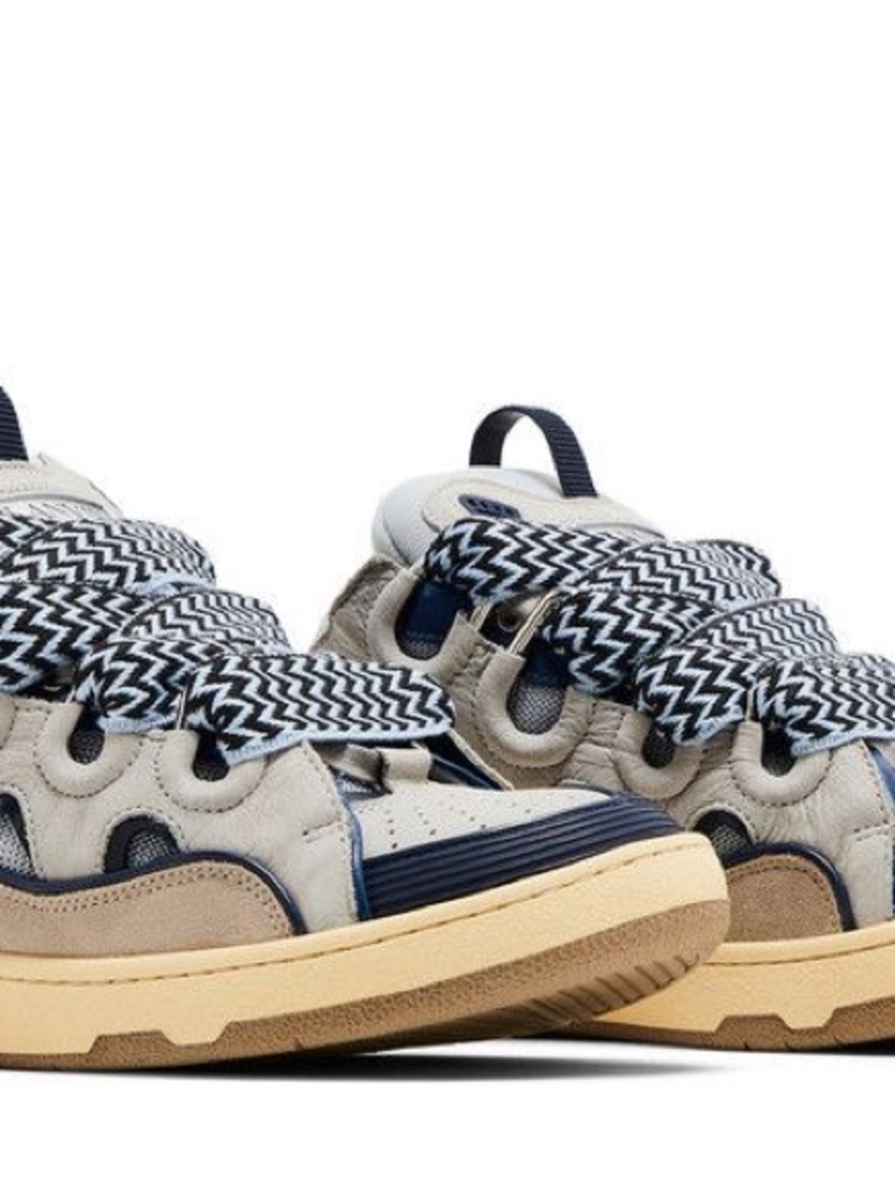 Lanvin Curb Sneakers Vanille EUR 45/US 12 Navy Blue/Grey/Beige